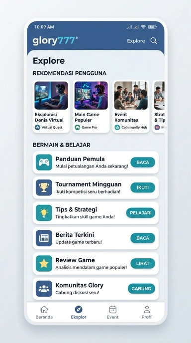 Tampilan katalog aplikasi glory777
