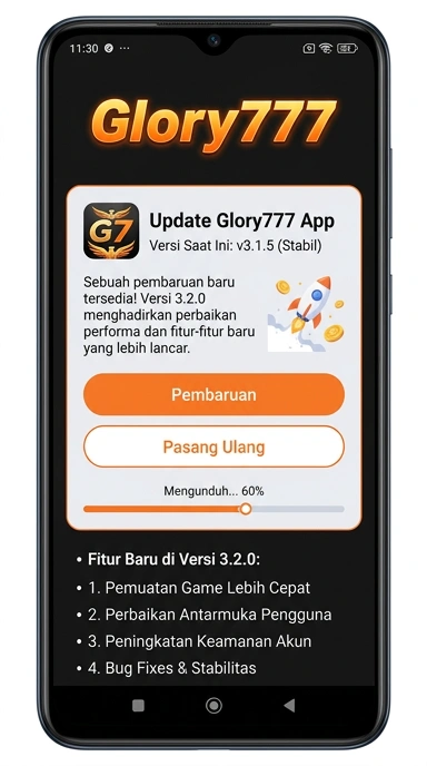 Tampilan riwayat versi glory777